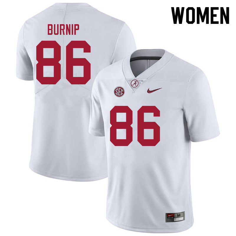 Women #86 James Burnip Alabama Crimson Tide College Football Jerseys Sale-White